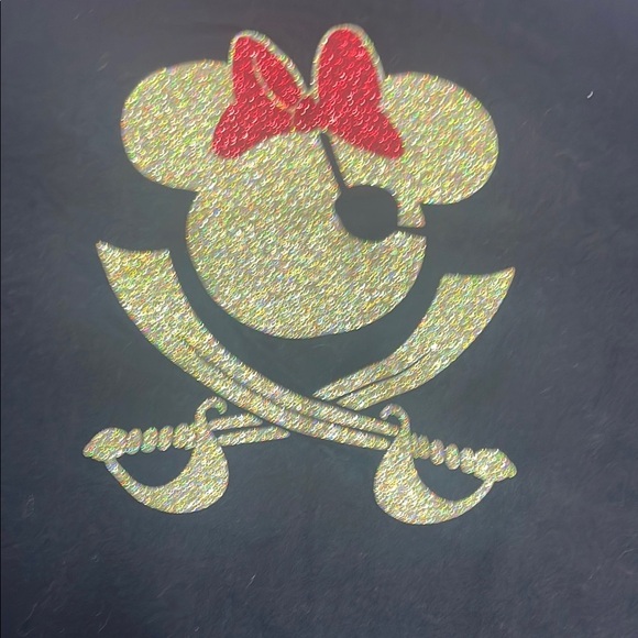 Disney Minnie Mouse Pirate skull black and Gold Glitter women’s t size XL - Picture 3 of 8